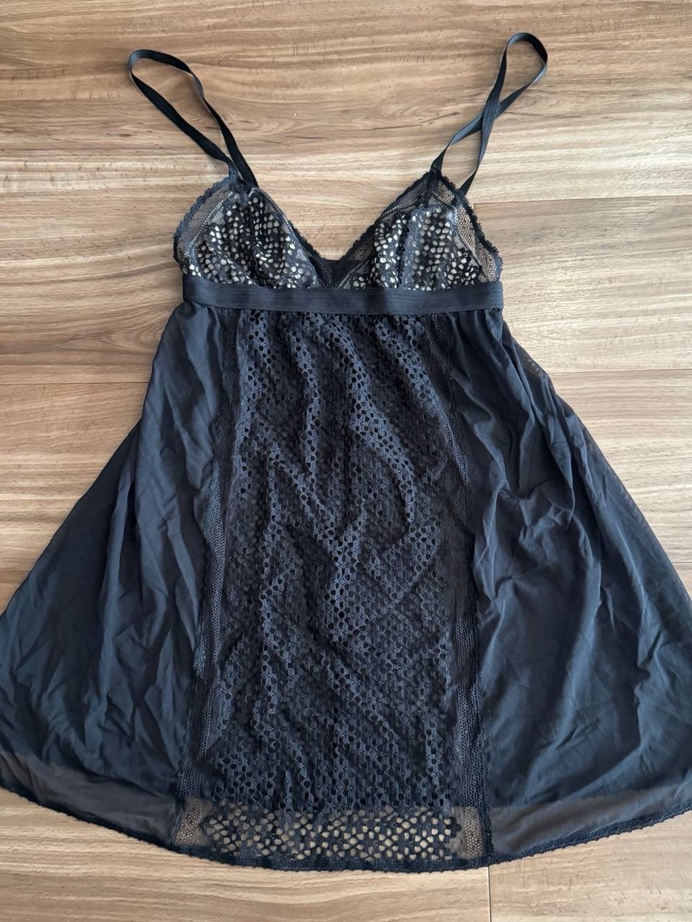 Black Lace & Mesh Chemise Nightdress